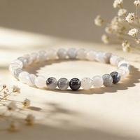 Natural Cloud Agate Rutilated Stones Stretch Bracelet Elastic Cord Healing Crystal Jewelry Beads Lover Woman Source Manufacturer