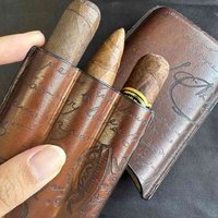 Portable Durable Leather Case Holder 3 Cigar Case Tube Travel Brown Cigar Cedar Humidor Cigar Accessories 917