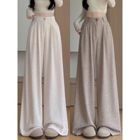2025 Women Korean Fashion High Waist Pants Girls Retro Casual Straight Leg Trousers Lady Fashion Daily Solid Thin Pants