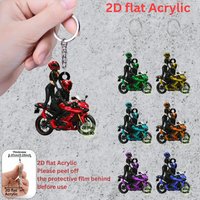 Cool Couple's Motorcycle Keychain 3/4/7pcs 2D Acrylic Pendant Bag Car Phone Home Key Accessory Gift for Birthdays Party Festival