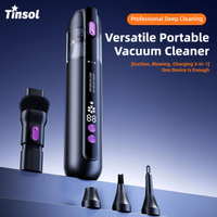 TINSOL 3-in-1 Car Vacuum Cleaner 15000PA Wireless Home Vacuum Portable USB Rechargeable Handheld Mini Dirt Remover