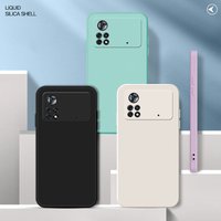For Xiaomi POCO M4 Pro 4G Case Square Liquid Silicone Soft Phone Case POCO M4 Pro 4G Cover Fundas