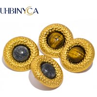 Vintage Natural Tiger Eye Stone Round Stud Earrings for Women Versatile Daily Elegant Fashion Jewelry Anti Allergic Gift