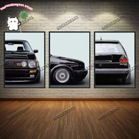 3Pcs Frameless VW Golf Gti SuperCar Posters Canvas Painting Sport Prints Wall Art Pictures For Living Room Home Decoration