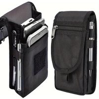 Mobile Phone Nylon Pouch Universal Cell Phone Belt Clip Carrying Holster Case Waist Bag Black Outdoor Sports Climbing Belt Bag