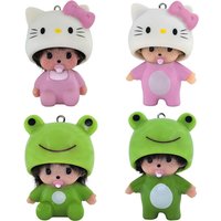 In Stock Hello Kitty Monchhichi Keychain Vinyl Anime Action Figure Cute Cartoon Car Pendant Desktop Ornament Toy Gifts 몬치치 키링