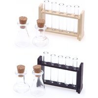 1Set 1:12 Dollhouse Miniature Test Tube Measuring Cup with Rack Laboratory Model Decor Toy Doll House Accessories