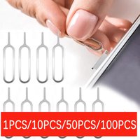 1-100pcs Anti-Lost Eject SIM Card Tool Tray Pin For iPhone Samsung Universal Sim Cards Remover Tray Ejector Pin Key Open Tools