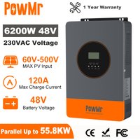 PowMr 6.2KW Hybrid Solar Inverter 48V 220V Off Grid Inverter with MPPT 120A Charger Work without Battery Parallel Up to 9 Units