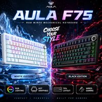 AULA F75 Wired Mechanical Keyboard Low Latency Gasket Hot Swap 75% Layout Metal Knob PBT RGB Keyboard Mac Windows