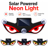 Car Solar Neon Warning Light Demon Eye LED Breathing Atmosphere Lamp with Suction Cup Light Sensor Type C
