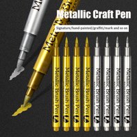 Brush Metallic Craftwork Pen Silver/Gold Permanent Acrylic Paint Pens Markers for Rock Painting 1-5MM Soft/Hard Nib Art Supplies