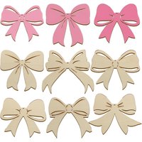 12pcs/mixed Wooden Bow Ornament Multi Type Bow Unpainted Hanging Crafts for Wedding Birthday Valentine's Party Decoration Supply