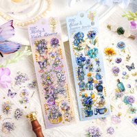 1pack/6pcs Long Strip Floral Flat Stickers, Elegant Flower Designs for Journal Border DIY
