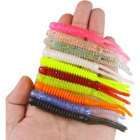 6pcs Double Tail Soft Worm Bait 10cm 3g Fishing Lure 10 Colors Realistic Fish Shape Artificial Bait for Bass Carp Freshwater