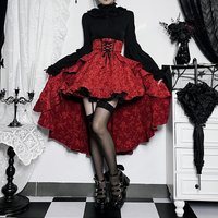 Y2k Aesthetic Streetwear Skirt High Waist Irregular Gothic Print Ball Gown Faldas Bandage Harajuku Ruffled Grunge Women Skirts