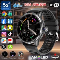 5G/4G Full Network Smart Watch Compass HD Video Call 1.60 inch AMOLED Screen 2100mAh Google APP WIFI GPS Infrared Smartwatch+Box