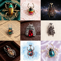SKEDS Women Men Exquisite Fashion Classic Crystal Beetle Brooch Pin Vintage Retro Lady Rhinestone Insect Badges Accessories