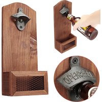 Counter Bottle Opener Wooden Wall Mounted Bottle Opener Creativity Beer Glass Bottle Opener Household Kitchen Bar Tools