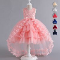 Robe de soirée formelle pour filles de 3 à 12 ans, sans manches, style princesse, avec traîne, pour dîner, spectacle ou danse