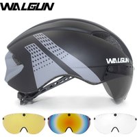 WALGUN Aero Cycling Helmet Road Bike Helmet Adults Lens Goggles Visor Time Trial TT Triathlon Bicycle Helmet M L for Men Women
