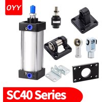 SC40 Standard Air Cylinder Bore 40mm Stroke 25-1000mm Double Acting With Magnetic Accessories Aluminium Pneumatic Cylinders