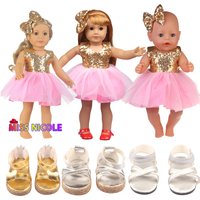 Doll Baby Clothes Princess Lace Dress Fit 18 Inch American&43 CM Reborn New Born Baby Doll OG Girl Doll Shoes DIY Gift`s Toy