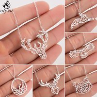 Stainless Steel Deer Antlers Necklaces for Women Fashion Rabbit Owl Bear Phoenix Pendant Necklace Animal Jewelry Collares 2026