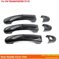 Car Outside Exterior Door Handle Cover Set For Volkswagen VW T5 T6 Transporter Caravelle Caddy Van Gloss Black/Carbon Fiber
