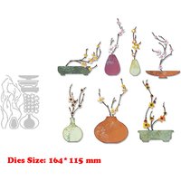 New Arrival Ikebana Metal Cutting Dies For 2025 Scrapbooking Wintersweet Branch with Flowerpot Stencils Card Making