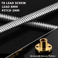 4pcs T8 Lead Screw With Nut OD 8mm Pitch 2mm Lead 8mm 200mm 250mm 300mm 350mm 400mm 450mm 500mm For 3D Printer Parts Reprap DIY