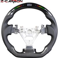 For Nissan 350Z Z33 2003-2008 LED Steering Wheel Carbon Fiber Perforated Leather Steering Wheel Flat Bottom Red Stitching