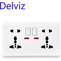 Delviz EU Standard Universal Socket, Multi-functional International Two Five-hole Socket, Switch Control Socket, AC 100~250V 13A