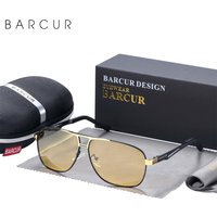 BARCUR Pilot Nachtansicht Sonnenbrille Metallrahmen Männer Polarisierte Sonnenbrille Fahren Brillen Trend Stile UV400 Schutz