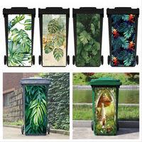 Street Green Plants Wheeli Bin Sticker Fairy Tale Big Mushroom Stickers On Kitchen Wall House Decor Naklejki Na Kosz Na smieci