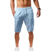 2024 Running New Men's Cotton Linen Shorts Pants Male Summer Breathable Solid Color Linen Trousers Fitness Streetwear S-4XL