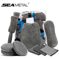 9 stücke Auto Waschen Reinigung Kits Mikrofaser Handtücher Erröten Schwamm Waschen Handschuh Polnischen Pflege Applikator Pads Auto Detaillierung Waschen Werkzeuge
