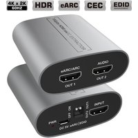 18Gbps HDMI eARC Audio Extractor 4K 60Hz HDMI Audio Extractor ARC eARC Splitter Adapter Loop for Amplifier Soundbar Speaker HDTV
