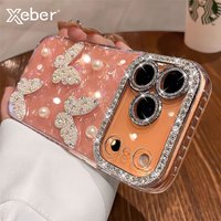 Dia Butterfly Clear Phone Case Iphone 17 Air 16 15 14 13 12 Pro Max Transparent Plating Soft Silicone Back Cover