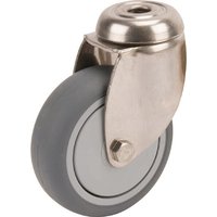 Tente Caster wheel swivel, rubber wheel: diameter 75x25mm, stainless steel single bolt hole Load: 75kg, 7470PJC075P3011