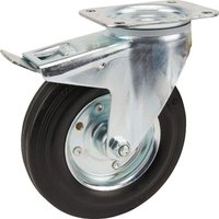 Tente Caster wheel swivel, rubber wheel: diameter 200x50mm, with brake, plate fitting: 137x105mm Load: 205kg, 3477DVR200P63