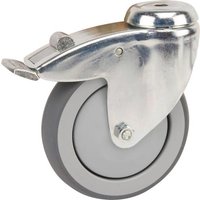 Tente Caster wheel swivel, rubber wheel: diameter 75x25mm, with brake, single bolt hole, Load: 75kg, 2477PJP075P3011