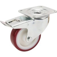 Tente Caster wheel swivel, polyurethane wheel: diameter 80x32mm, with brake, plate fitting: 105x85mm Load: 100kg, 3477UAR080P62
