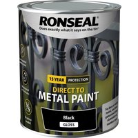 Ronseal Direct to Metal Paint Black Gloss 750ml 39195