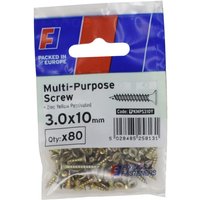 ForgeFix - Multi-Purpose Pozi Screw CSK ST ZYP 3.0 x 10mm ForgePack 80