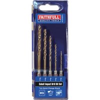 Faithfull 5 Piece HSSE M35 Cobalt Impact Drill Bit Set