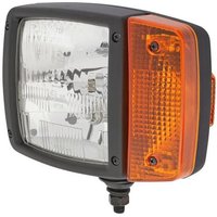 Hella Headlight Halogen, LH rectangular, 12V, transparent/amber, bolt on AMP plug, 1SA996120011