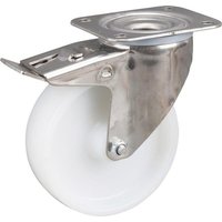 Tente Caster wheel swivel, polyamide wheel: diameter 125x40mm, with brake, stainless steel plate fitting: 105x85mm Load: 200kg, 8477UOO125P62