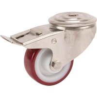 Tente Caster wheel swivel, polyurethane wheel: diameter 80x32mm, with brake, stainless steel single bolt hole Load: 100kg, 8477UAD080P3013