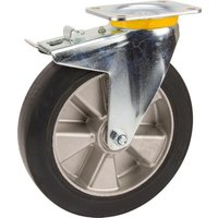 Tente Caster wheel swivel, rubber wheel: diameter 160x50mm, with brake, plate fitting: 137x105mm Load: 350kg, 4687IEP160P63